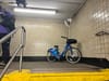 A lone Citi Bike in the subway.